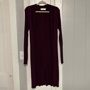 NWOT Women’s Burgundy Time & Tru Lightweight Long Sleeves Knit Cardigan Sweater